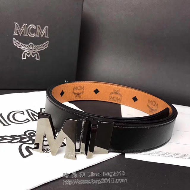 MCM皮帶 專櫃同步 原單 韓國雙面進口頭層皮 mcm腰帶  mdmc1357